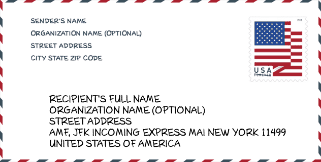 مدينة Amf Jfk Incoming Express Mai Ny 11499 الولايات المتحدة الرمز البريدي