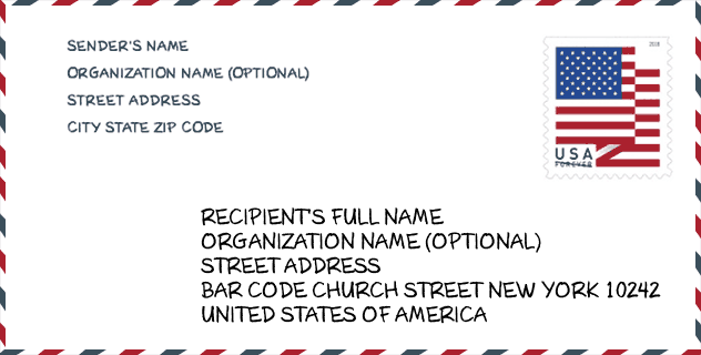 ZIP Code: city-Bar Code Church Street