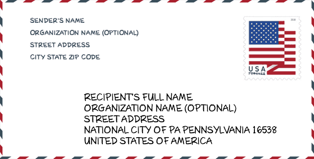 ZIP Code: city-National City Of Pa