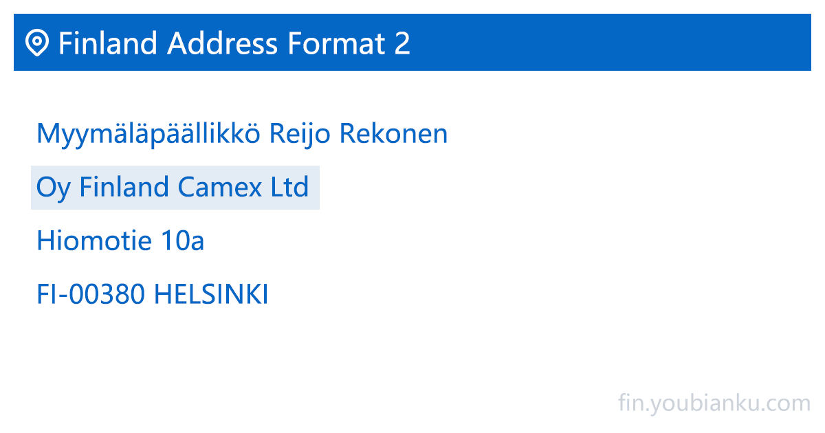 Finland Address Format two