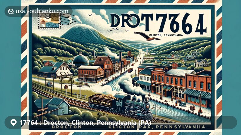 现代插图展示了印第安纳州克劳福德县霍顿镇，展示了与ZIP码47140相关的邮政主题，包括玛伦戈洞穴和印第安纳州的象征。