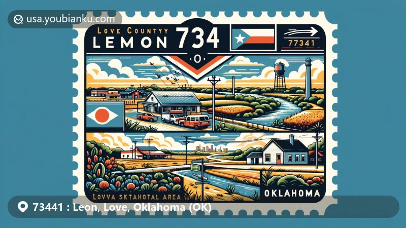 现代插图，展示印第安纳州克劳福德县霍格敦，以邮政主题为特色，显示邮政编码47140，包括马伦戈洞穴和印第安纳州象征。