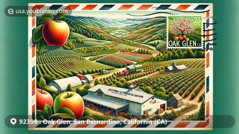 Modern illustration of a postal theme with ZIP code 923, featuring iconic symbols and landmarks of California.